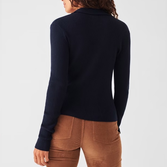 Faherty Navy Blue Long Sleeve Polo Sweater, Size: M - Picture 2 of 7